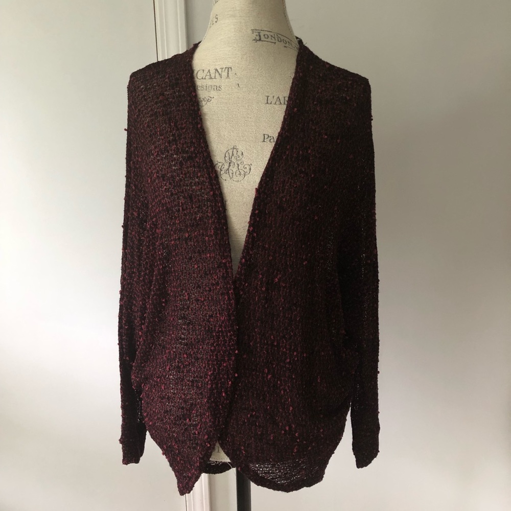 🐰 Black Crochet Knit Bat Wing Loose Long Cardigan